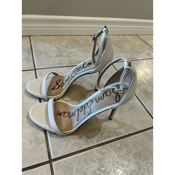 Sam Edelman Arielle White Ankle Strap Stiletto Dress 5”‎ Heels Size 10 - Picture 2 of 7